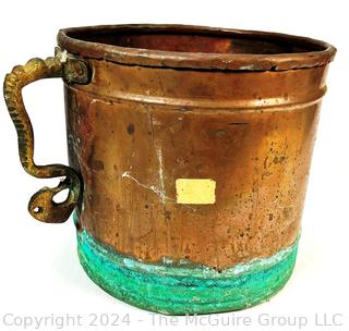 English Copper Flagon Jug Vessel Pitcher.  8"  x  9.5"