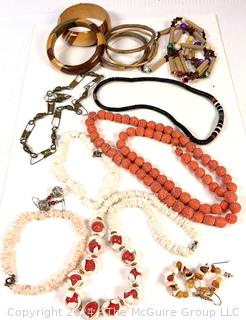 Puca, Wood and Coral Bead Jewelry