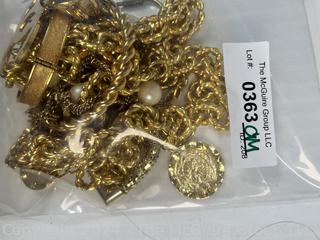 Group of Gold Tone Costume Jewelry and Key Fobs