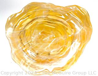 Large Hand Blown Amber Colored Glass Plate or Platter.  17" diameter