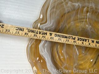 Large Hand Blown Amber Colored Glass Plate or Platter.  17" diameter