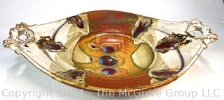 Large Heavy Artisan Thrown Pottery Tray, Signed by Artist.  22" long