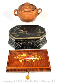 Two (2) Jewelry Boxes and Hand Thrown Pottery Tureen