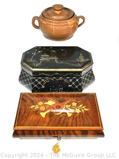 Two (2) Jewelry Boxes and Hand Thrown Pottery Tureen