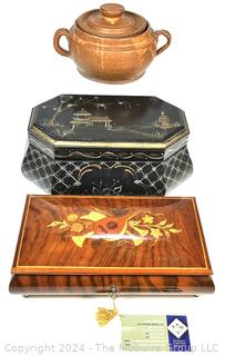 Two (2) Jewelry Boxes and Hand Thrown Pottery Tureen