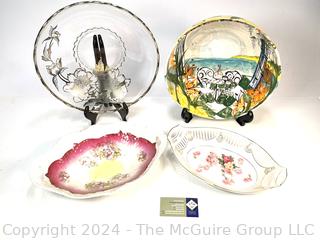 Four (4) Glass & Porcelain Serving Plates & Bowls