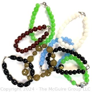 Group of Glass & Stone Beaded Bracelets