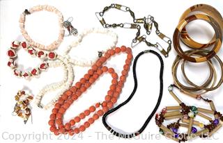 Puca, Wood and Coral Bead Jewelry