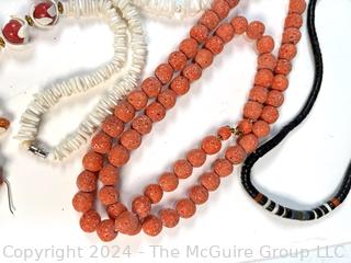 Puca, Wood and Coral Bead Jewelry