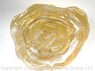 Large Hand Blown Amber Colored Glass Plate or Platter.  17" diameter