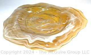 Large Hand Blown Amber Colored Glass Plate or Platter.  17" diameter