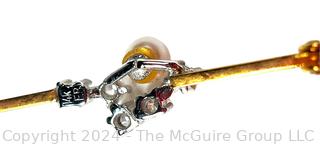 Pearl with Diamond Brooch Pin