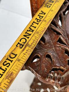 Three (3) Tier Carved Teak Folding Tea Stand, Made in India 