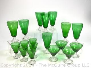 Set of Anchor Hocking Burple-Inspiration Emerald Forest Green Glassware