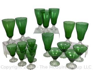 Set of Anchor Hocking Burple-Inspiration Emerald Forest Green Glassware