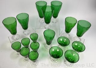 Set of Anchor Hocking Burple-Inspiration Emerald Forest Green Glassware