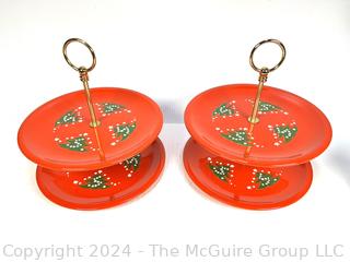 Two (2) Tier Porcelain Tidbit Serving Tray in Christmas Tree Pattern by Waechtersbach