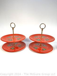 Two (2) Tier Porcelain Tidbit Serving Tray in Christmas Tree Pattern by Waechtersbach