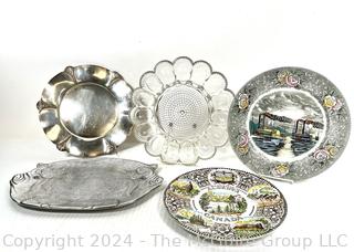 Serving Plates Including Transferware, Silverplate, Glass and Aluminum 