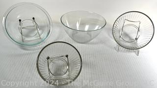 Four (4) Clear Pyrex Glass Mixing Bowls