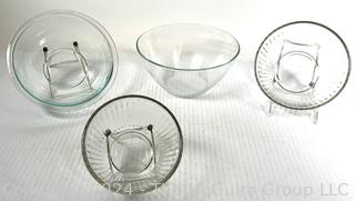 Four (4) Clear Pyrex Glass Mixing Bowls