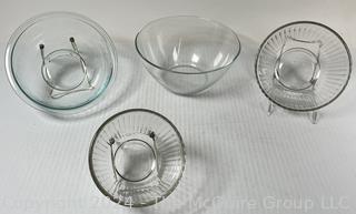 Four (4) Clear Pyrex Glass Mixing Bowls