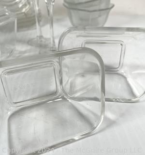 Selection of Mid Century Modern Clear Glass Serving and Storage Items 