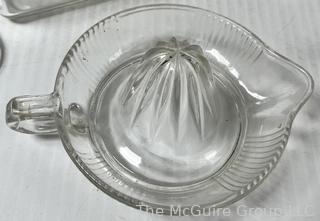 Selection of Mid Century Modern Clear Glass Serving and Storage Items 