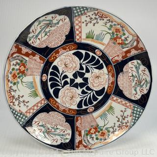 Large Porcelain Japanese Imari Platter.  14" diameter