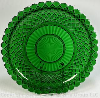 Anchor Hocking Waffle Pattern Emerald Green Chip and Dip Platter Set 