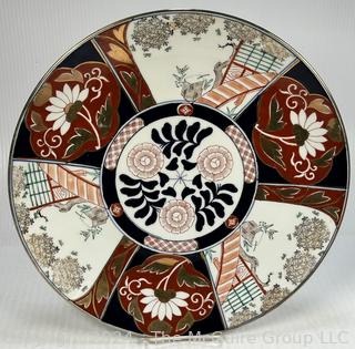 Large Porcelain Japanese Imari Platter.  15" diameter