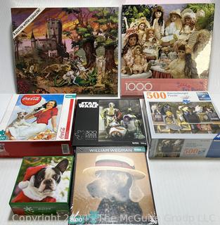 Seven (7) Jigsaw Puzzles, Sealed. 