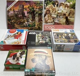 Seven (7) Jigsaw Puzzles, Sealed. 