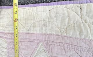 Hand Stitched Green Red, Yellow, Pink and White Quilt in Carolina Lily . 77 x 96"