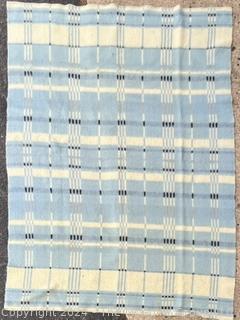 Blue and White Holland AaBe Dekens Wollen Striped Wool Blanket  