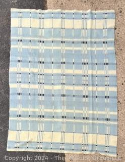 Blue and White Holland AaBe Dekens Wollen Striped Wool Blanket  