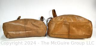 Two (2) Camel Color Leather Hand Bags