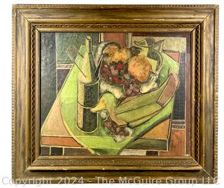 Framed Oil on Canvas Abstract Still Life Signed By Artist Lentz.  25" x 29"