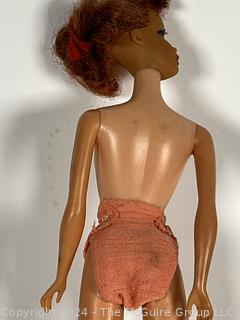 1966 Barbie Twist and Turn, Red Head, Ponytail, Japan, holed feet, Barbie brand tagged outfit