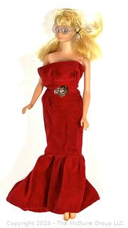 1966 Blonde Barbie Twist-n-Turn Hips, Holed Feet with Red Dress and Bubble Glasses, Japan