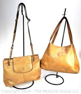 Two (2) Camel Color Leather Hand Bags