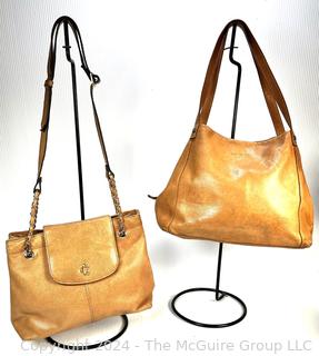 Two (2) Camel Color Leather Hand Bags