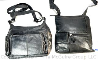 Two (2) Black Leather Hand Bags