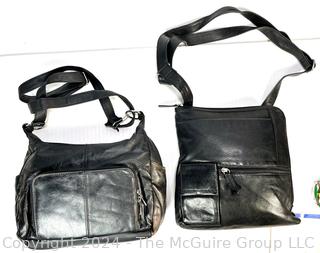 Two (2) Black Leather Hand Bags