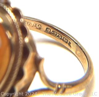 14KT Yellow Gold Art Nouveau Carved Shell Cameo Ring 3.4 Grams