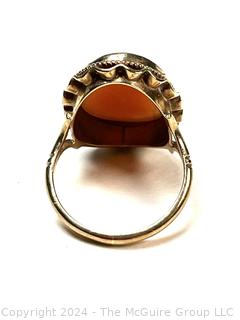 14KT Yellow Gold Art Nouveau Carved Shell Cameo Ring 3.4 Grams