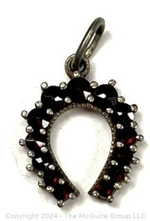 Small 800 Silver with Inset Garnets Pendant 