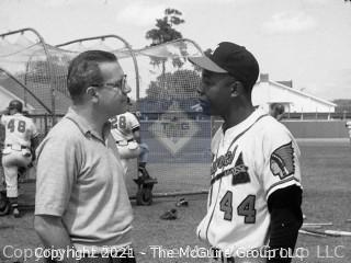 Baseball Related Items Including 13 individual 35mm B&W Negatives of Clifford Evans with Major League Players and Promotional Flyer.