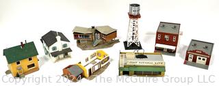 H-O Scale Model Train Building and Scenery Pieces Including Tower