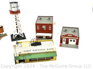 H-O Scale Model Train Building and Scenery Pieces Including Tower